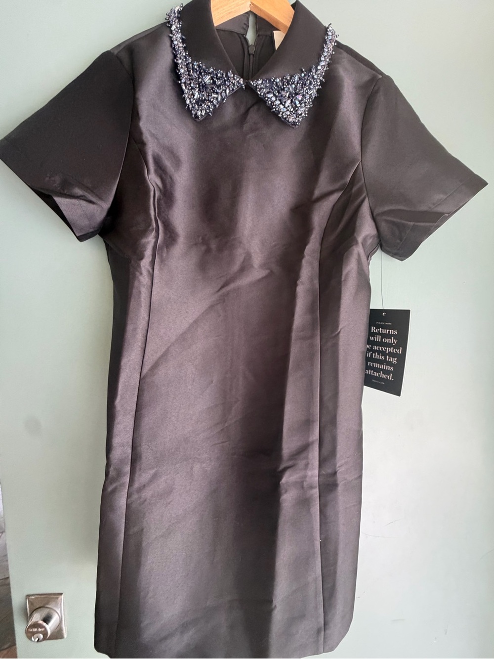Tuckernuck Black Beaded Collar Mini Dress